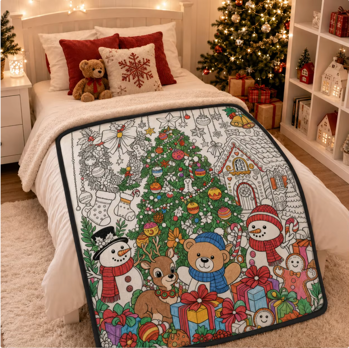 Weihnachtszauber Maldecke in einem weihnachtlichen Schlafzimmer